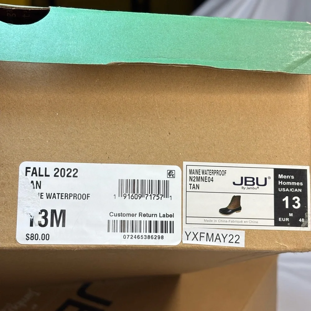 NWT JBU by Jambu Men Classic Duck Lace UP Maine Waterproof‎ Boots Fur